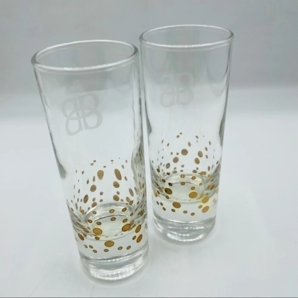 Tall Shot Glasses Baileys Irish Cream Gift | 2 oz - 2 pc Set | Clear / Gold